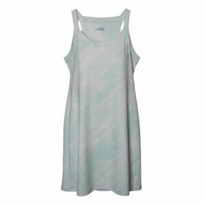 Columbia Womens Cold Bay Racerback Dress Sz Large Tie-Dye Teal Sleeveless Dress